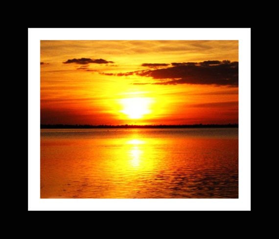 Colorful Orange Art Print Sunset Yellow Red Water Evening Sky Photography