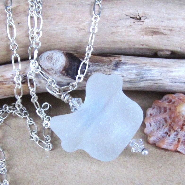 White Sea Glass Antique Bottle Stopper