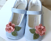 GIRL, shoes, BABY, toddler, maryjanes, wool felt, blue baby girl  shoes, custom, The Marilla. Baby Shoes by IvoryandMoss on Etsy