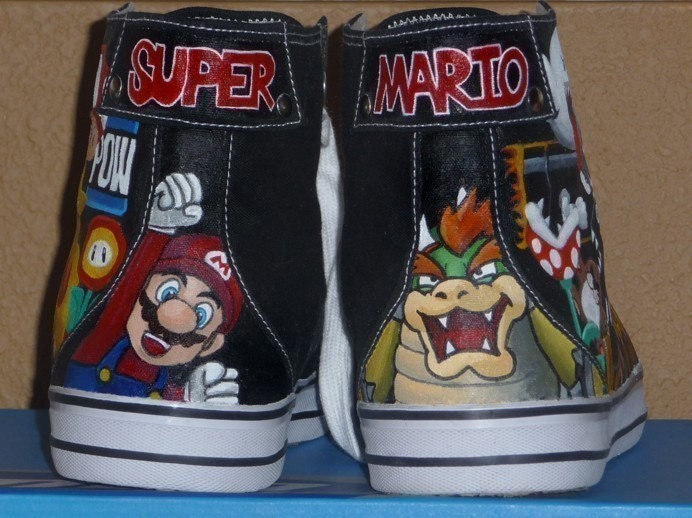 Mario Power Ups and Enemies - MTA High Tops - ((selected sizes only))