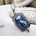 May Sale 10% off - Pendant  Necklace - Cameo, Retro, Cat, Kitty, Long Chain, Antique Silver