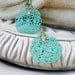 Valentine Sale - 13% off all items Large Aqua Bohemian Earrings, Filigree, Patina