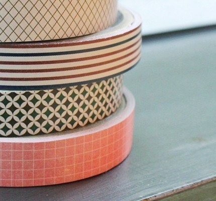 Lovely Grid Pattern Paper Tape - 15mm (single roll - you choose which one )