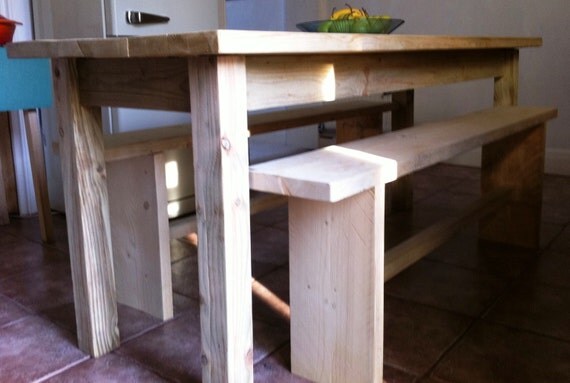 reclaimed scaffold board dining table with bench by WILJEN on Etsy
