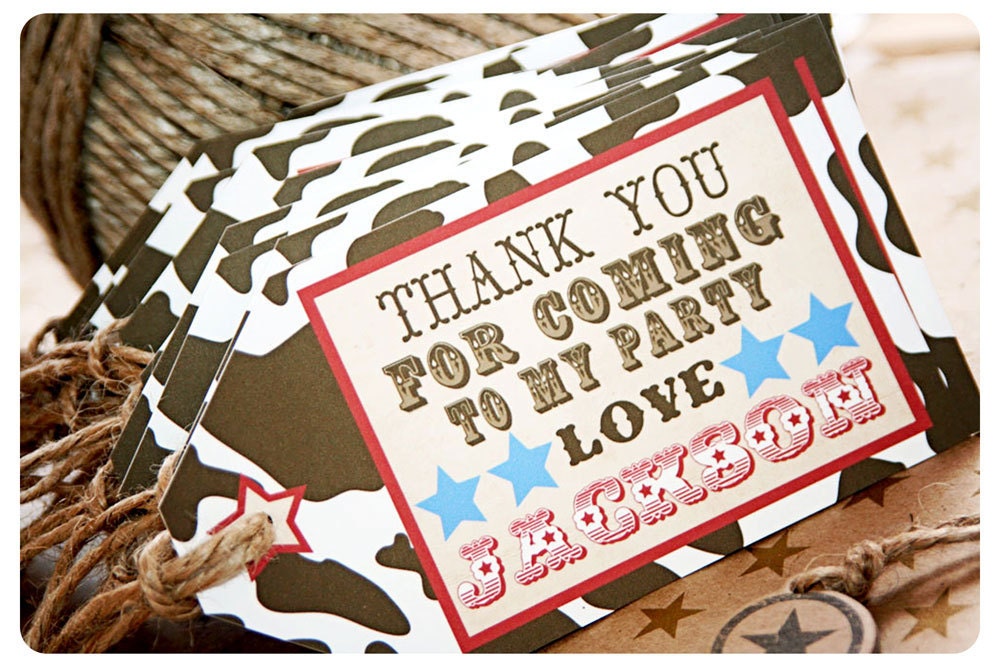 Cowboy Favor Tags Rootin Tootin Western Party Favor Tags Set of 10
