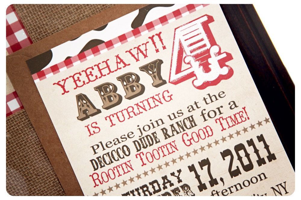 Rootin Tootin Western Party Invitations With Envelope Set of 15