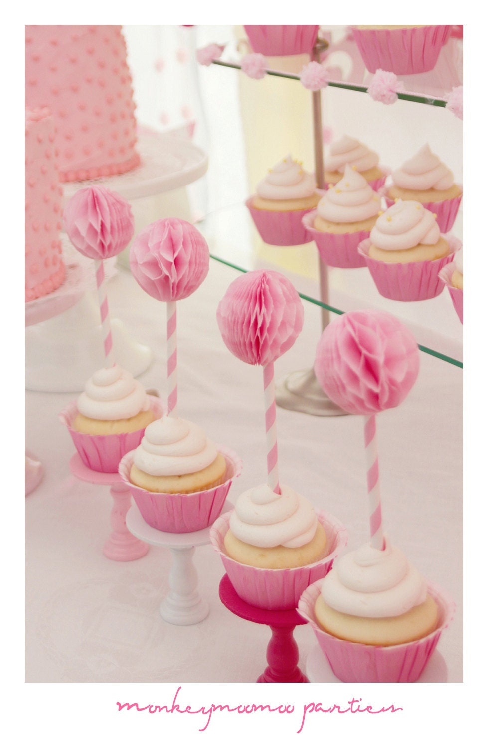 Circus Party - Carnival Party Paper Puff Cupcake Toppers Set of 6