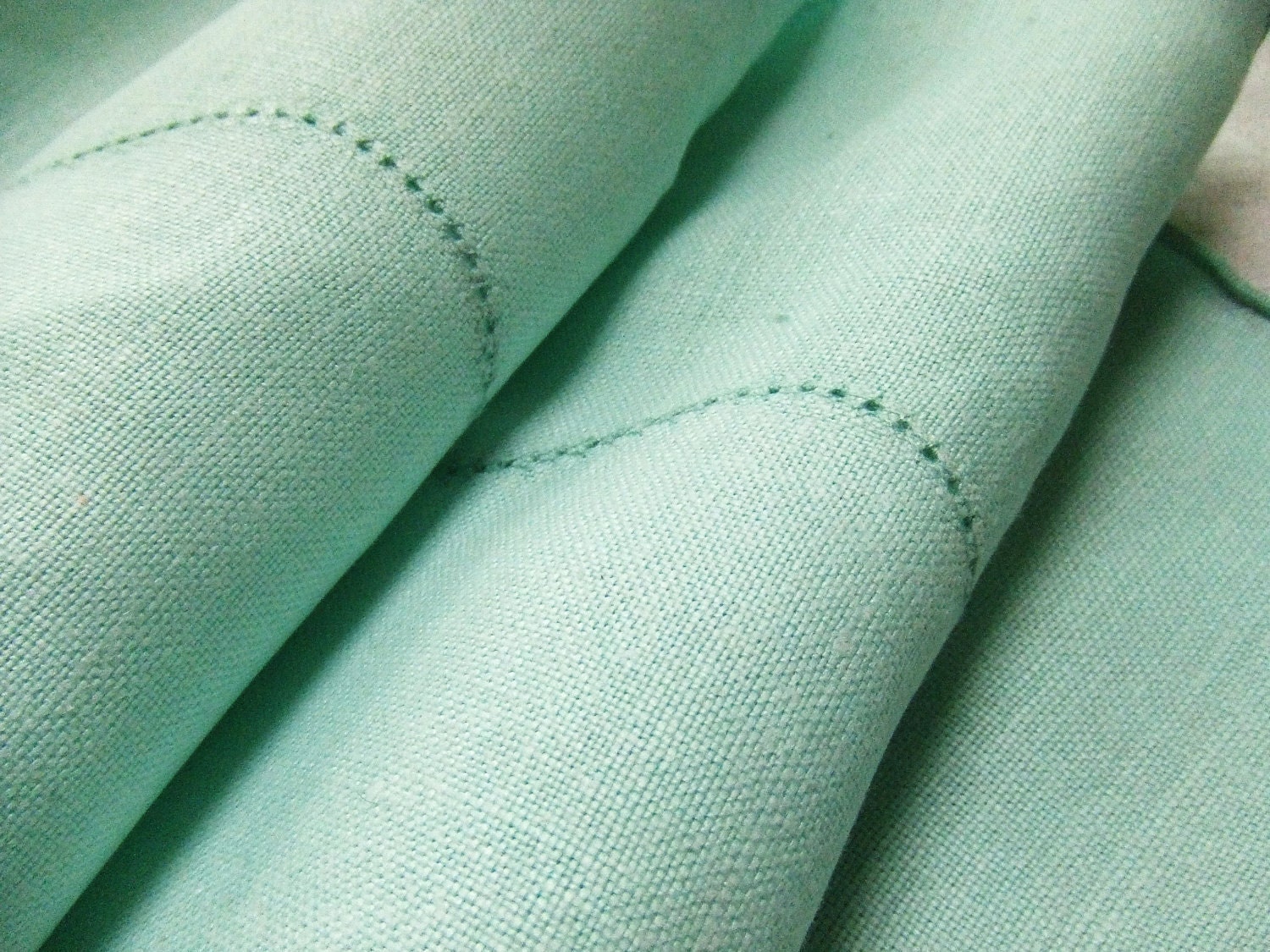 Vintage Mint Green Linen Tablecloth By Linensandthings On Etsy 9562