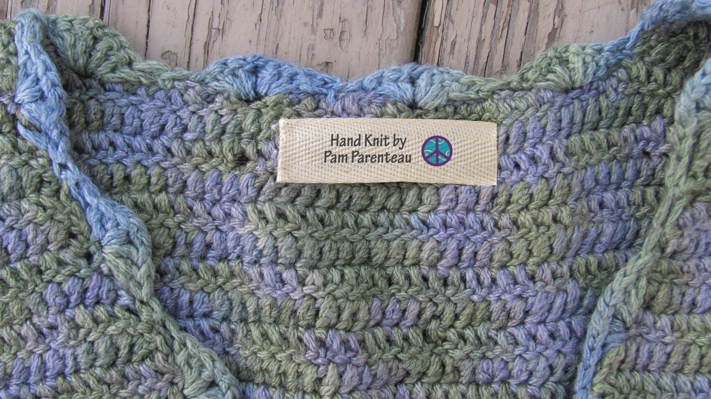 Personalized knitting labels - peace sign