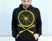 Unisex BIKE wheel Black Pullover Hoody - American apparel X S S M L XL XXL