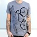 Fox on a Bike - Gray Unisex Shirt - Grey American Apparel TShirt - Complimentary Shipping - Available in xs, s, m, l, xl and xxl