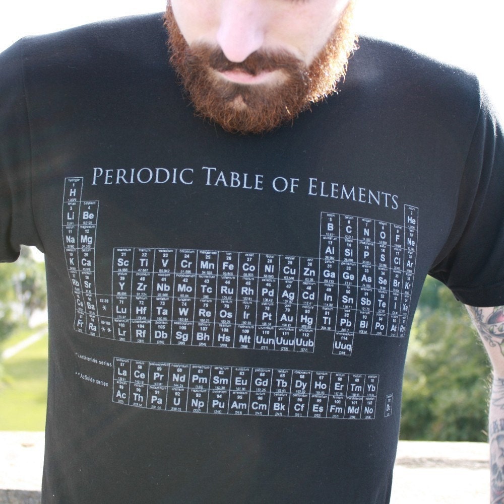 Periodic Table TShirt - Black American Apparel Unisex - free shipping - Available in xs, s, m, l, xl and xxl