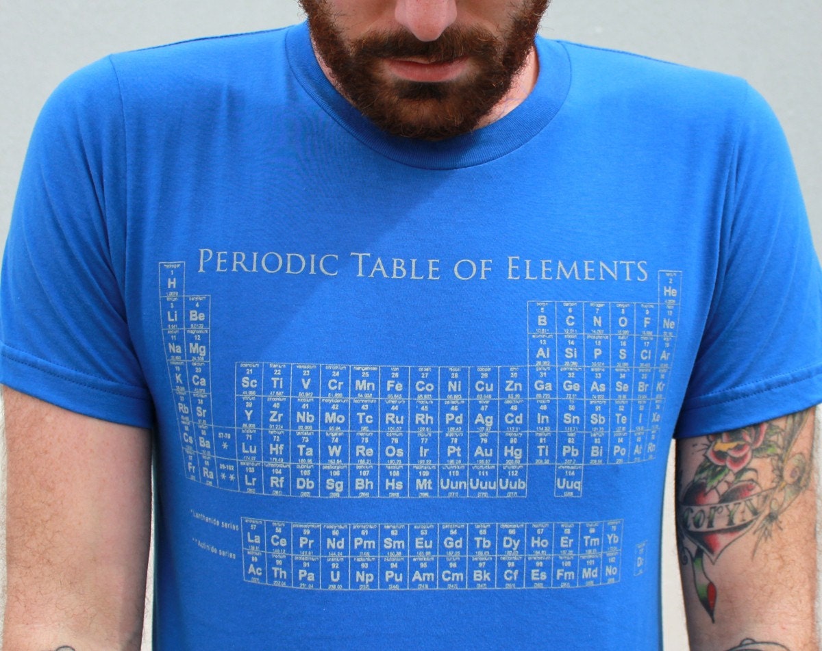 Periodic Table TShirt - Royal Blue American Apparel Unisex - Complimentary Shipping - Available in XS, S, M, L, XL and XXL