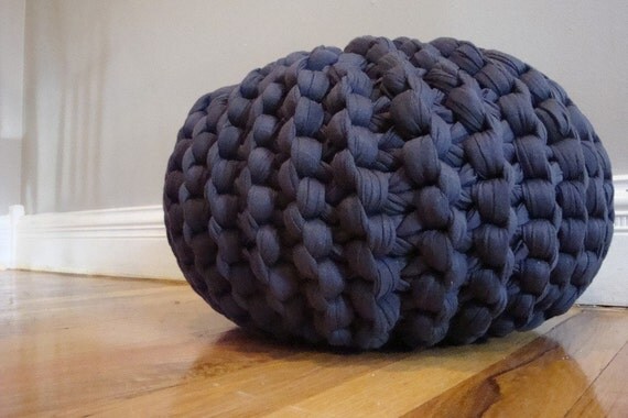 Oversized Knit Pouf in Dark Gray - Extra Small