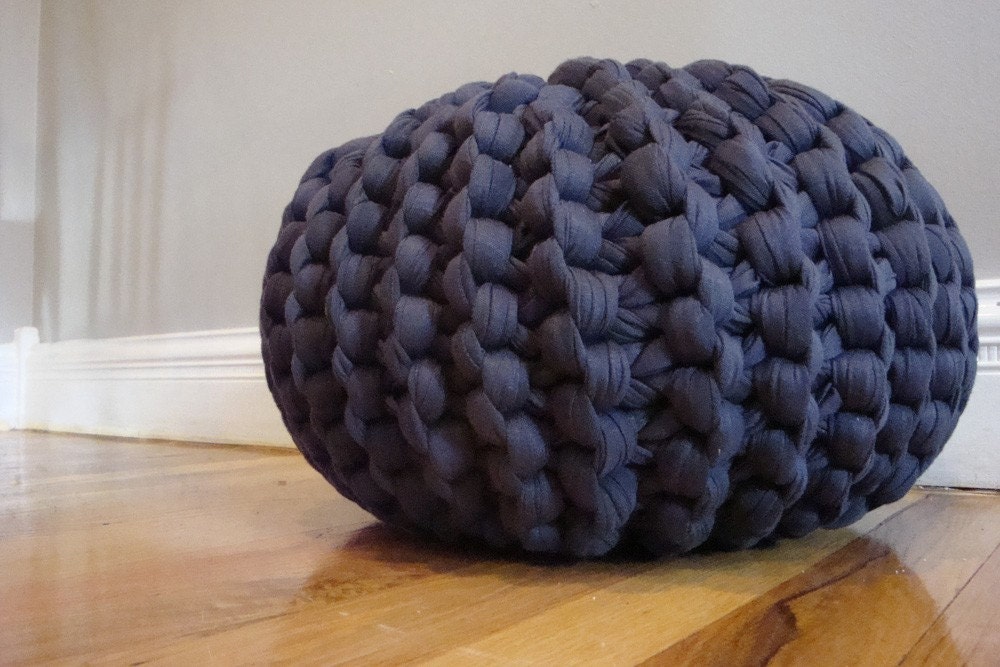 Oversized Knit Pouf in Dark Gray - Extra Small