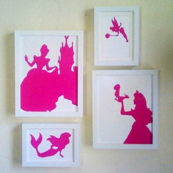 Set of 4 Disney Princess Silhouettes