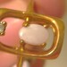 18kt HGE Yellow Gold and Genuine Opal Ring Abstract and Dimensional from 1970s SIZE 4 On SaLe Now