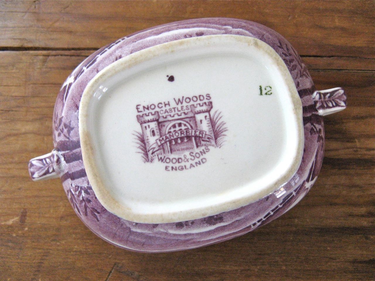 Vintage Sugar Bowl, Enoch Woods Castles, Mulberry Transferware, Manorbier Pattern, Cottage Chic Decor