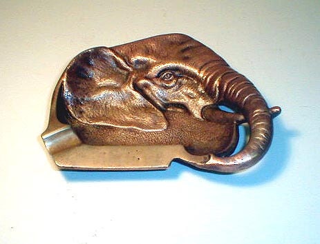 Vintage Cast Brass Cigar Ashtray - Elephant