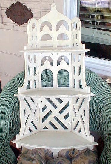 Victorian Curio Shelf Painted White Shabby Chic Style