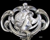 Art Nouveau Female Profile Pin Brooch Sterling French
