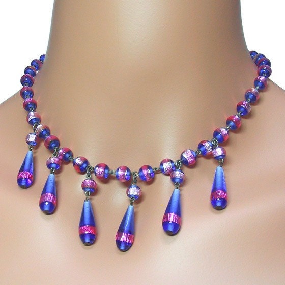 Art Deco Czech Necklace Lampwork Beads Vintage 1920s