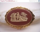 Reserved Do Not Buy Vintage Wedgwood Made In England Pink Jasperware  Repousse Scene Laurel Wreath Brooch Pin