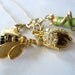 Bug Charms Necklace Grasshopper Bee and Rhinestone Ladybug Goldtone Liz Claiborne
