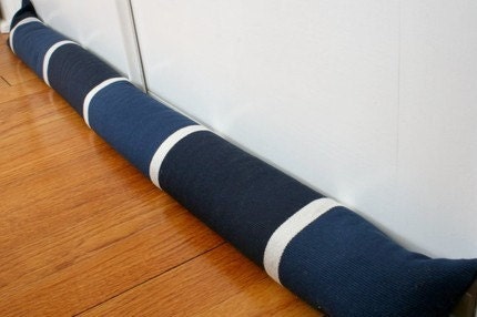 Door Draft Stoppers, Draft Guard, Navy Blue Bold Stripes, 34