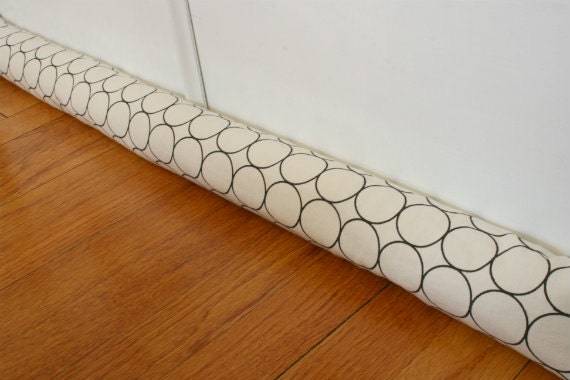 Door Draft Stopper, Draft Excluder, Cream Circles. 200