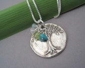 Family Tree Necklace - Tree of Life Pendant - Birthstone Necklace - Family Jewelry - Keepsake Jewelry - Silver Family Tree - Silver Pendant