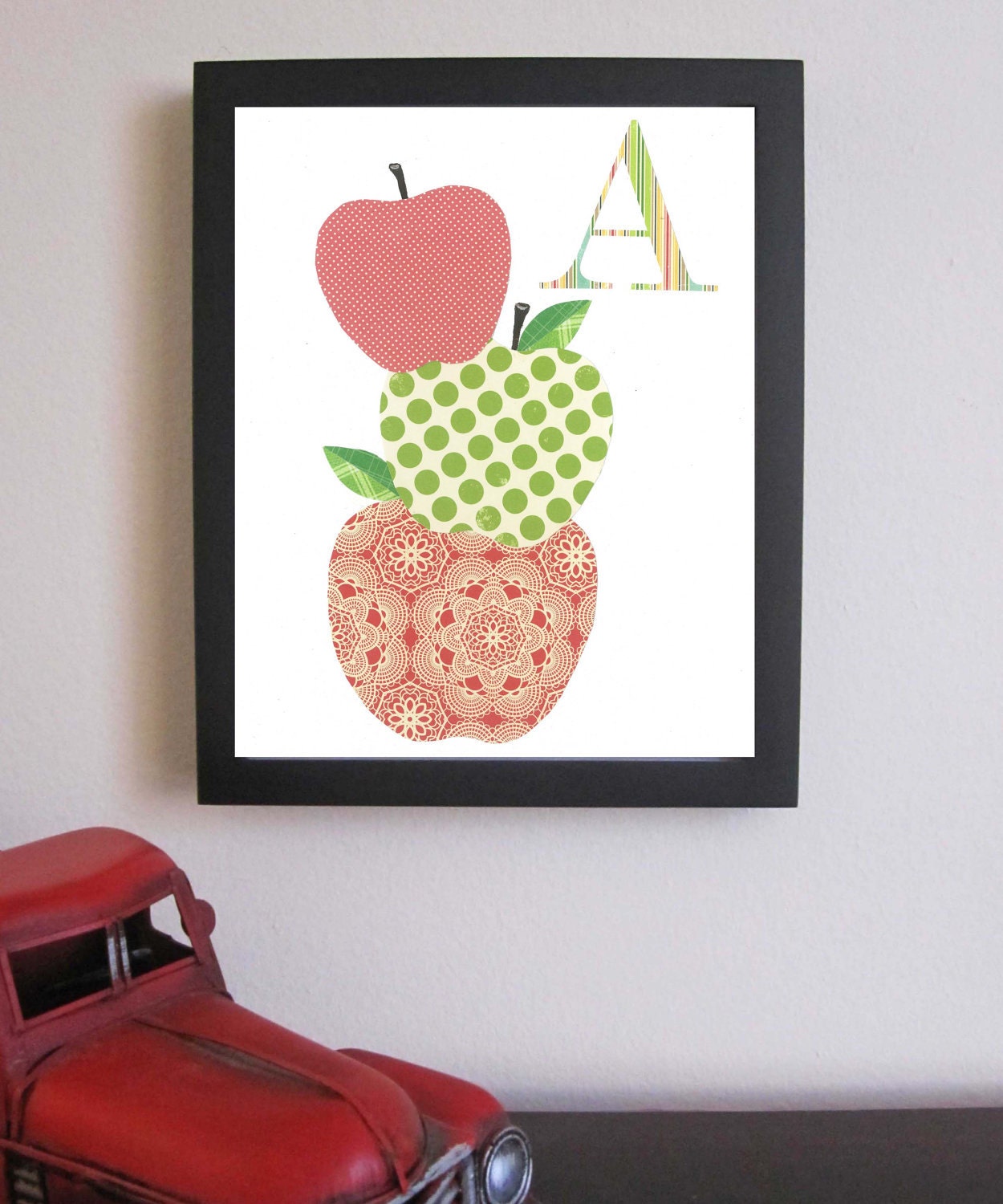 Alphabet Nursery Art Print, Alphabet Art, Letter A, A is for Apples, Kid Art, Children Decor, Nursery Wall Decor, Baby Art Print