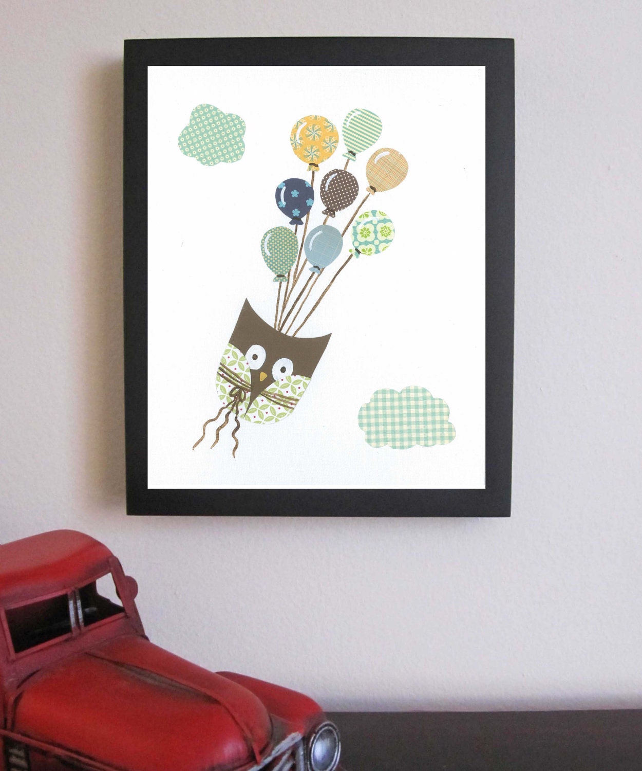 Nursery Wall Art PRINT - I can fly owl (blue) Boy Art, Nursery Art