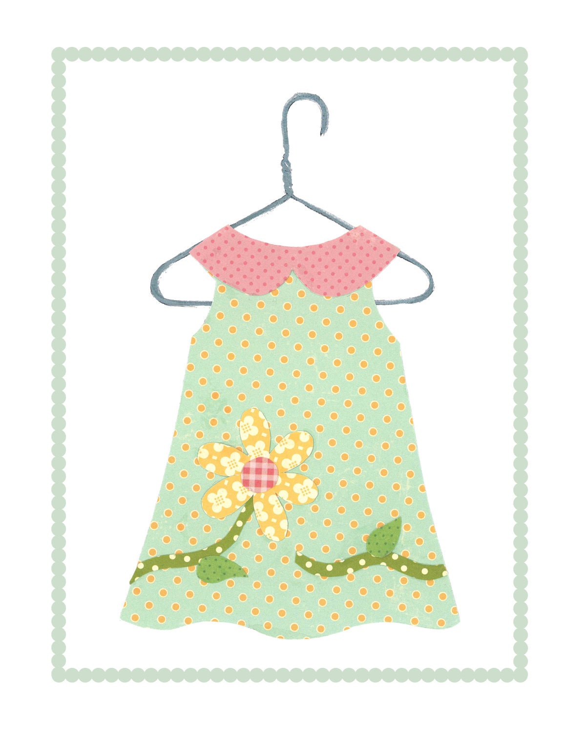 Baby Girl Nursery Art - Wall Art, Dress Art, Nursery Prints, Children Decor, Kids Wall Art, Set of 6 8 x 10