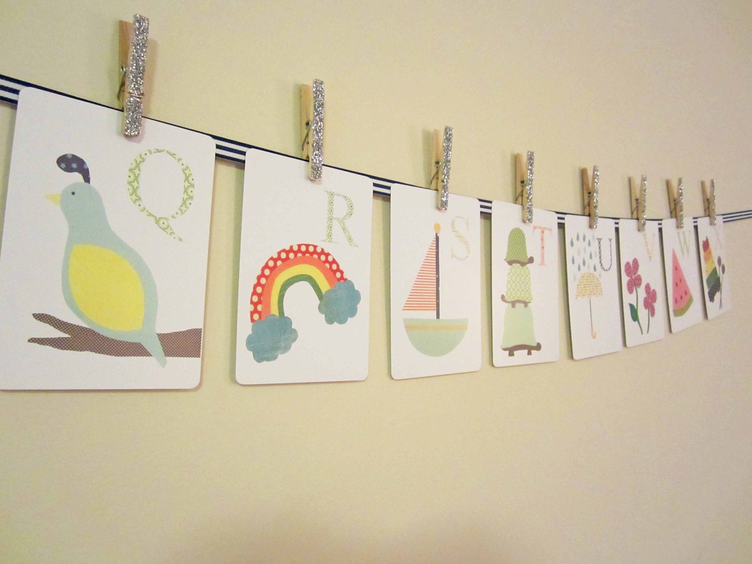 Alphabet Nursery Art PRINT - Alphabet Cards 26 5 x 7, Children's Decor, Art for Children, flash cards, Baby Wall Art, Kids Wall Art