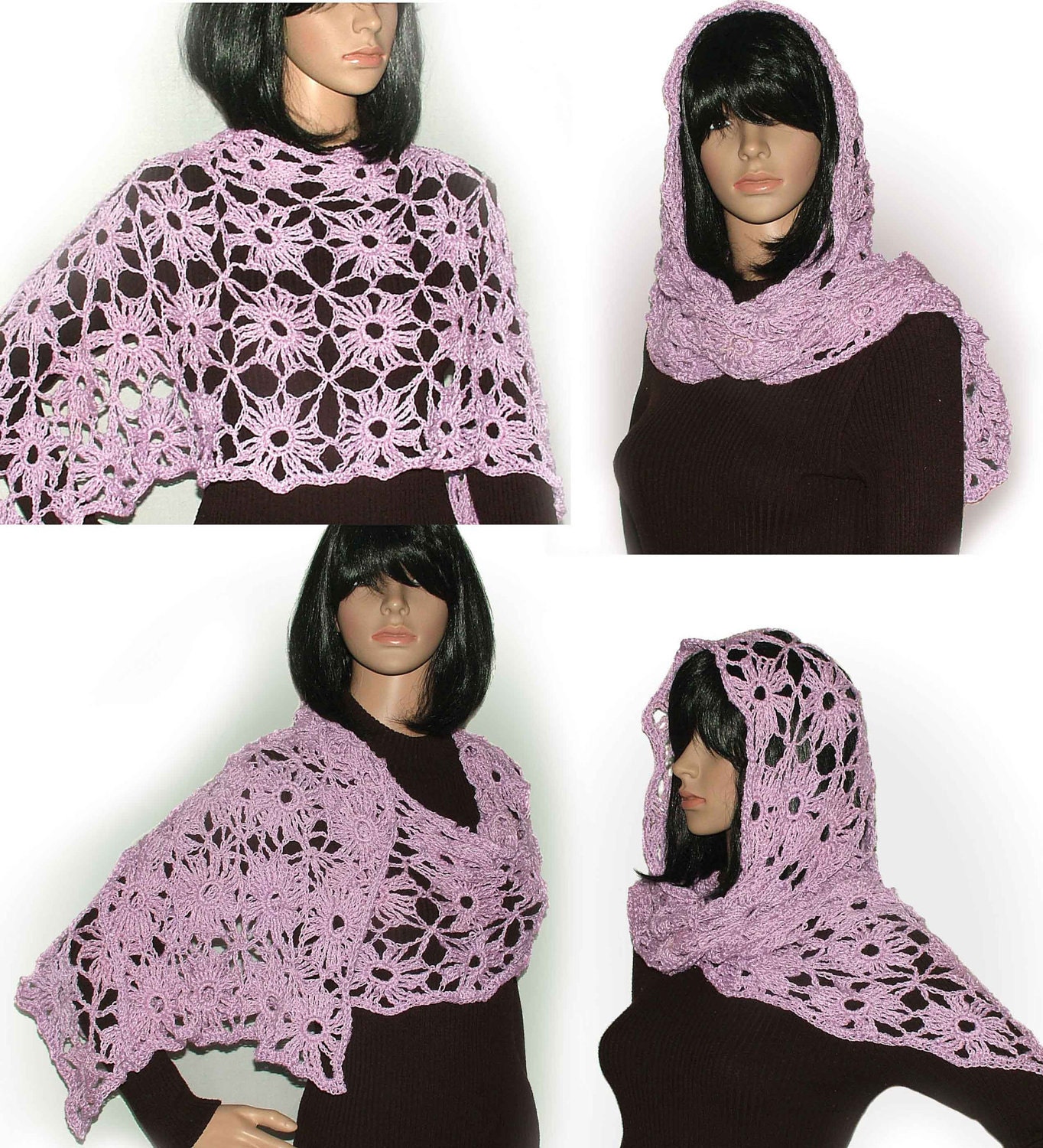 Crochet Lace motif PDF pattern for scarf, shawl, wrap, vests & tops Instant Digital download