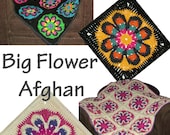 Big Crochet Flower Afghan Rug Blanket Throw Instant PDF Digital Pattern download