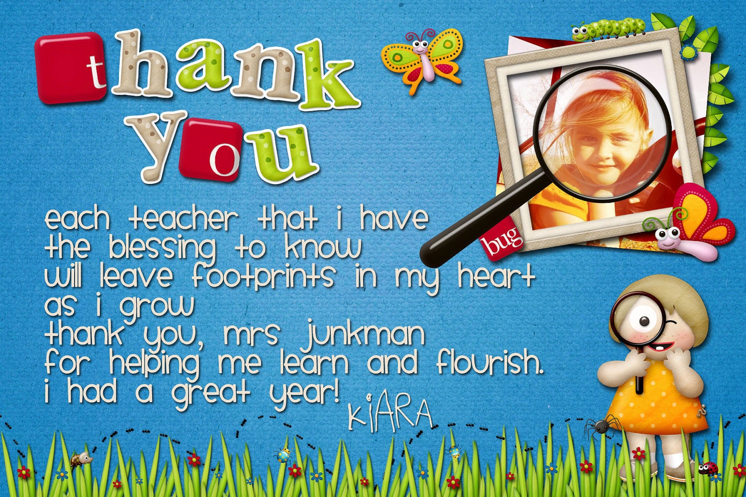 Teacher thank you photocard/Teacher appreciation photo card