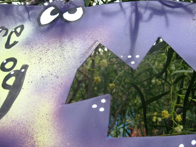 Polly Purple Beware of Dog Sign - Metal