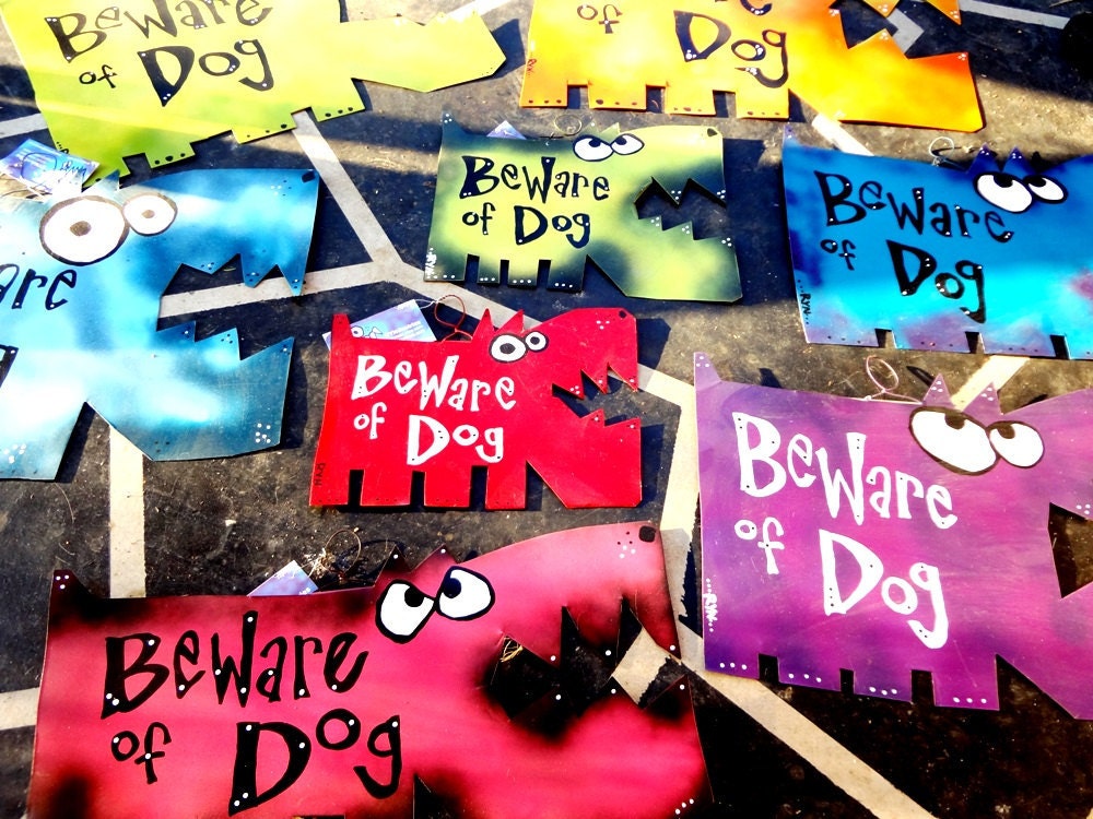 Beware of Dog Signs: Custom Colors and Sizes LARGE SIZE