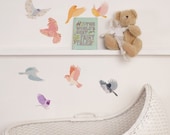 Wall Decals Birds (Reusable and removable fabric stickers, not vinyl) - Flying Twitters (girly)