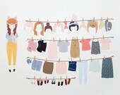 Wall stickers Paper Doll (Reusable and removable fabric interactive wall decals, not vinyl) - Dress Up Doll