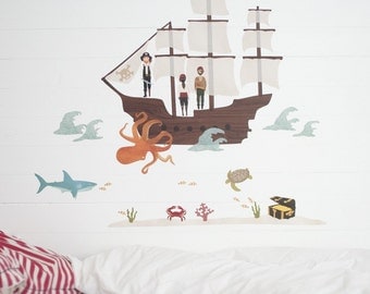 Wall Stickers Pirate Ship (Reusable and removable fabric wall decals, not vinyl) - Pirate Ship