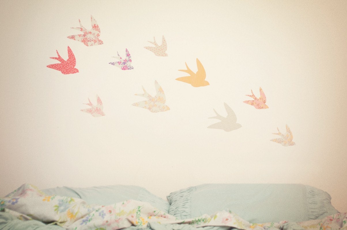 Wall Decals Swallows (Reusable and removable fabric stickers, not vinyl) - Swallows