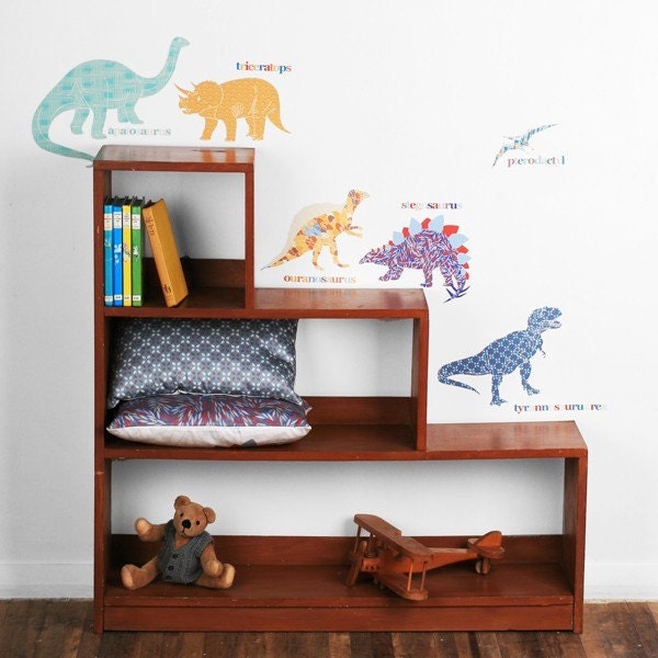 Wall Decals Dinosaurs (Reusable and removable fabric stickers, not vinyl) - Dinosaurs