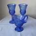Vintage Fostoria Cobalt Blue Pitcher and 2 Goblets From Avon George Washington