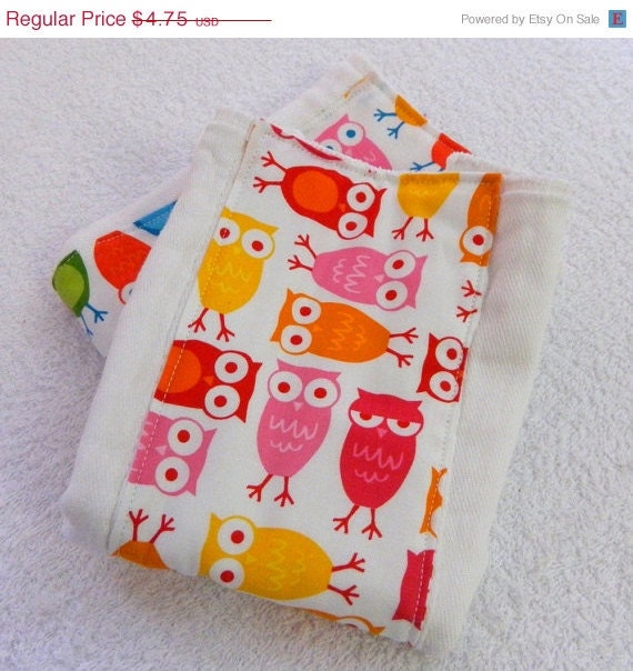 On Sale Owls Burp Cloth - Red, Pink, Orange, & Yellow