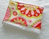 On Sale Girl Burp Cloth - Bright Green, White & Pink Paisley and Flowers