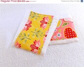 On Sale Girl Burp Cloths -  Pink, Yellow, & Red Flowers and Apples- set of 2
