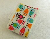 On Sale Girl Burp Cloth - Colorful Owl Minky Cloth Diaper